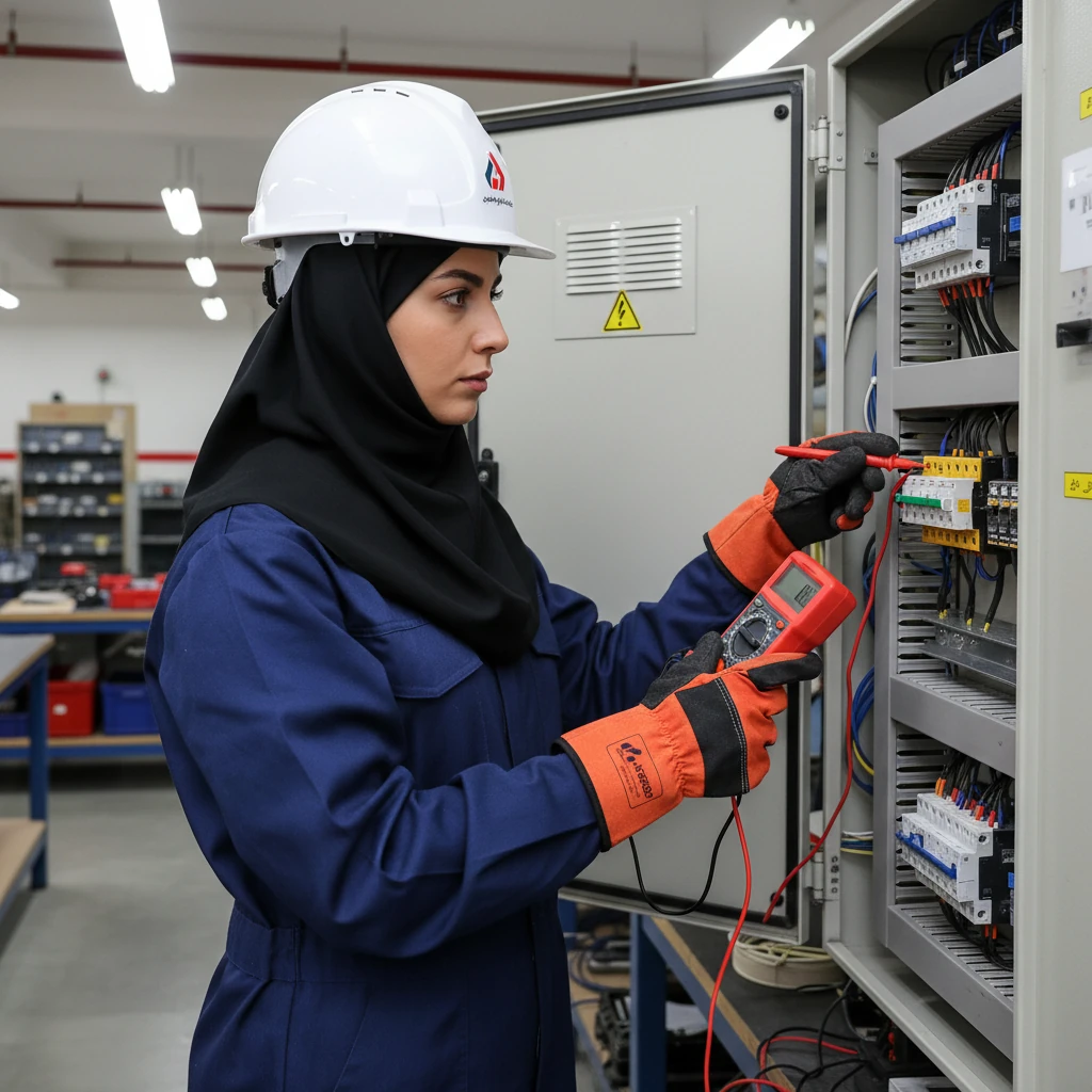 تصویر انیمیشنی بازدید پکیج و رادیاتور توسط تکنسین ایرانی در ساختمان مسکونی