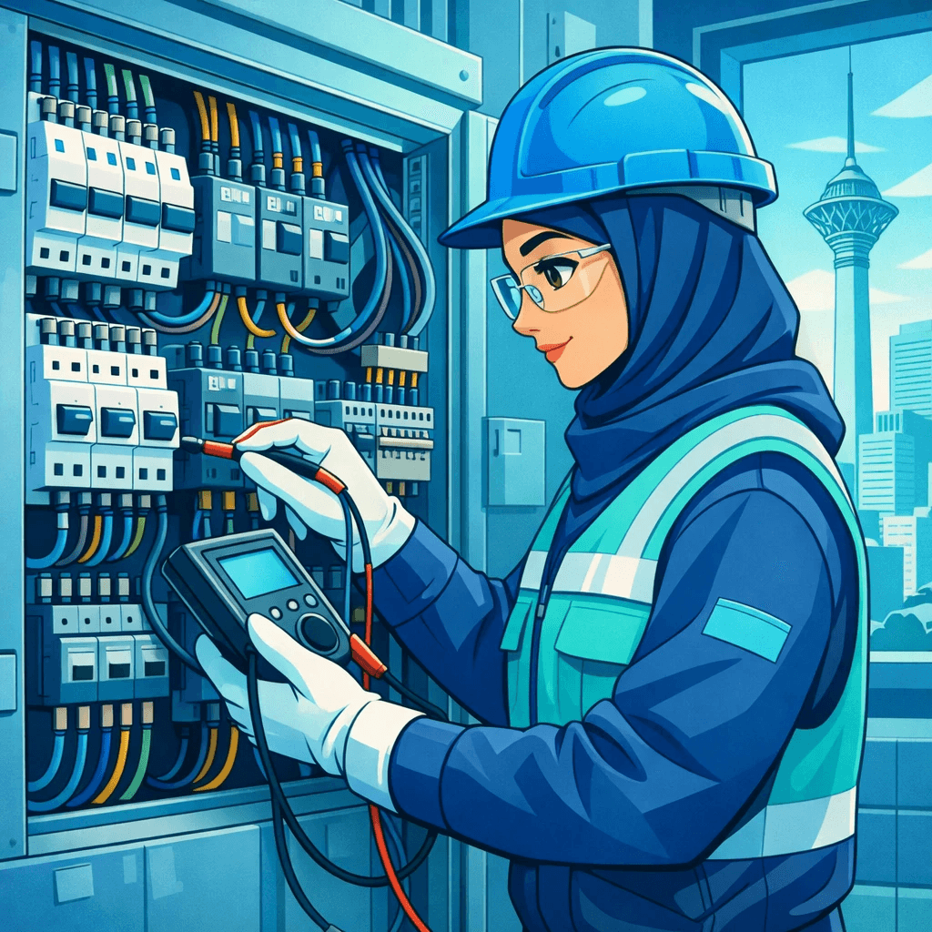 تصویر انیمیشنی اجرای تابلو برق و سیم کشی صنعتی در تهران