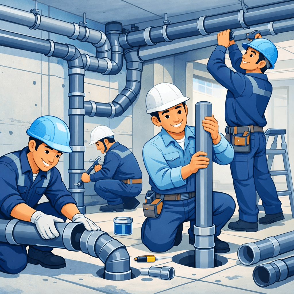 تیم تأسیساتی ایرانی در حال نصب پکیج و رادیاتور در کرج