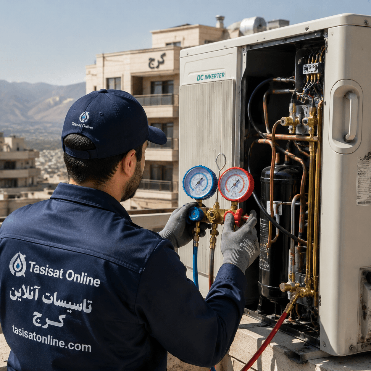 بررسی فشار سیکل تبرید کولر گازی توسط تکنسین تاسیسات آنلاین در کرج
